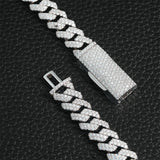 10mm S925 Silver Fully Iced Out Moissanite Diamond-Cut Cuban Chain