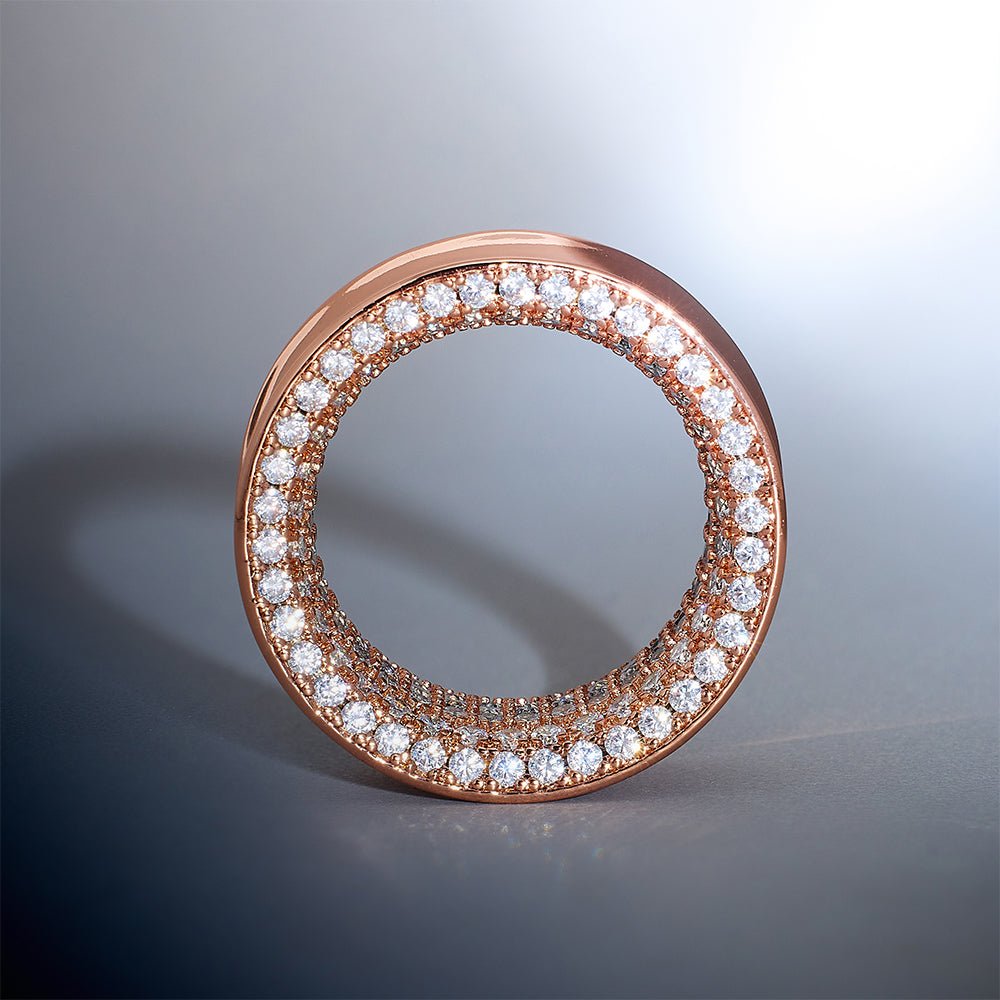 14K Rose Gold White Moissanite Star Sparkling Ear Gauge Tunnel(2pcs) - AKAK BODYJEWELRY - ear - tunnel