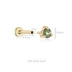 14K Solid Gold 3-Prong Gem Helix Earring - Internally Threaded Cartilage Piercing - AKAK BODYJEWELRY-ear-tunnel