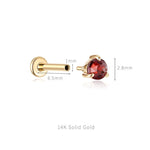 14K Solid Gold 3-Prong Gem Helix Earring - Internally Threaded Cartilage Piercing - AKAK BODYJEWELRY-ear-tunnel