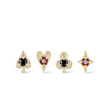 14K Solid Gold Internally Threaded Helix Piercing Earring – Card Suit Collection - AKAK BODYJEWELRY-ear-tunnel