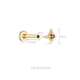 14K Solid Gold Internally Threaded Helix Piercing Earring – Card Suit Collection - AKAK BODYJEWELRY-ear-tunnel