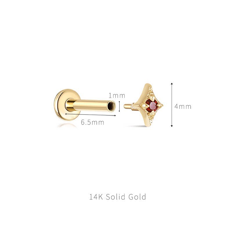 14K Solid Gold Internally Threaded Helix Piercing Earring – Card Suit Collection - AKAK BODYJEWELRY-ear-tunnel