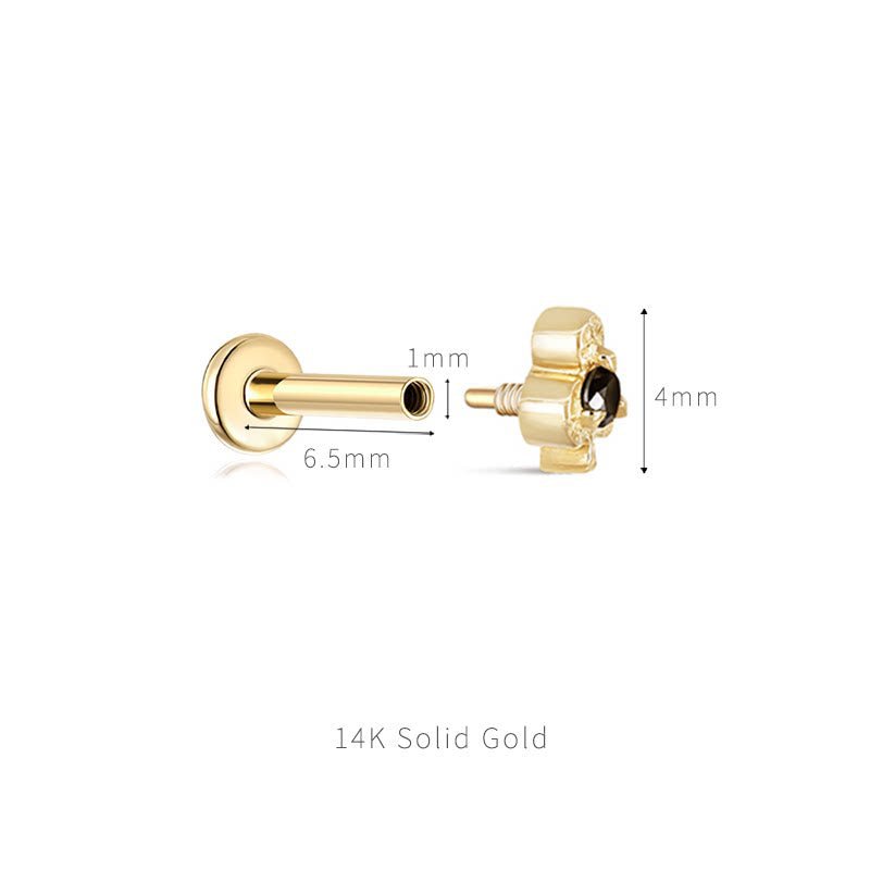 14K Solid Gold Internally Threaded Helix Piercing Earring – Card Suit Collection - AKAK BODYJEWELRY-ear-tunnel