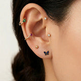 14K Solid Gold Internally Threaded Helix Piercing – Morpho Menelaus Collection - AKAK BODYJEWELRY-ear-tunnel