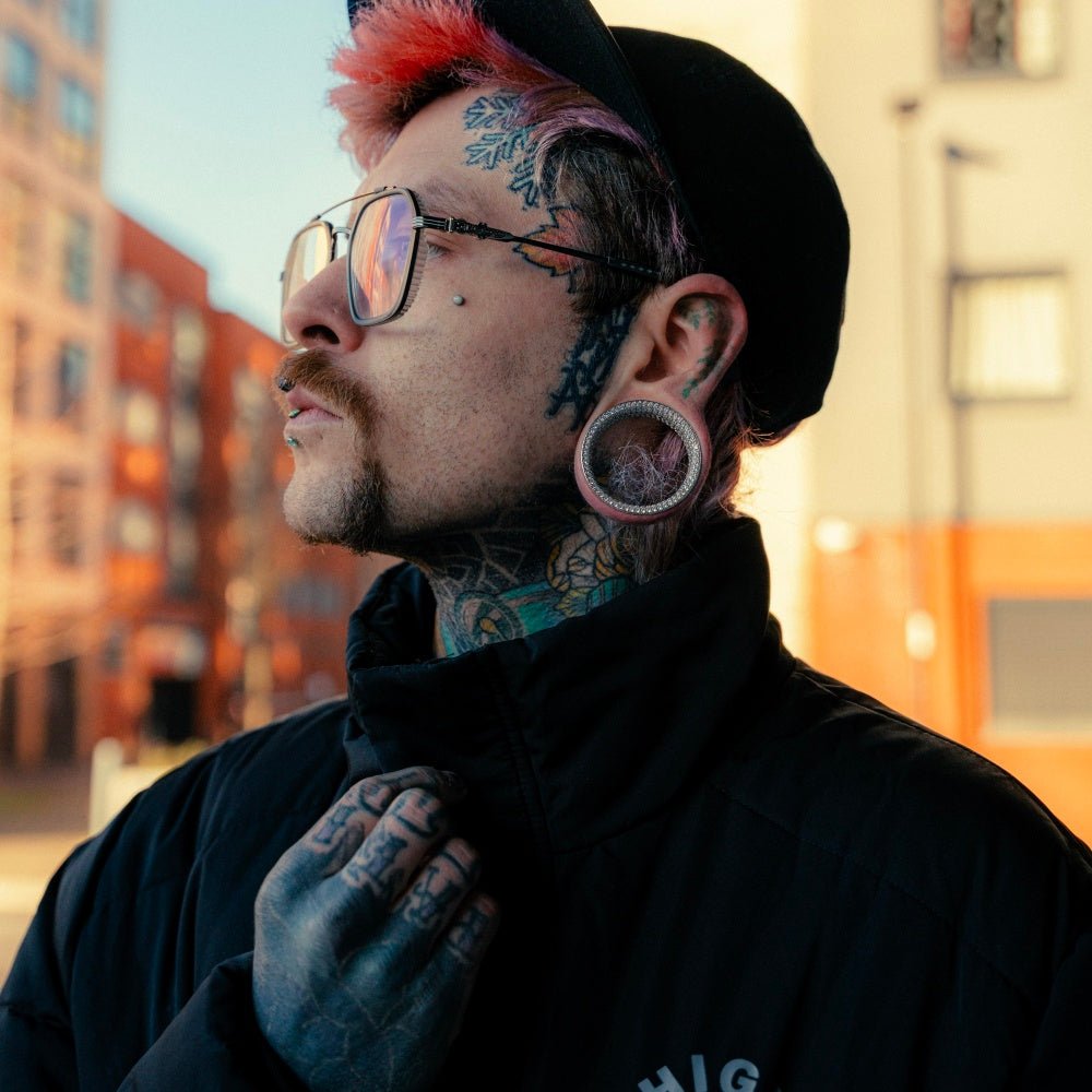 14K Stars Shining Zircon Ear Gauge Tunnel（2Pcs） - AKAK BODYJEWELRY