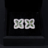 S925 Silver Multicolor Moissanite Clover Stud Earrings