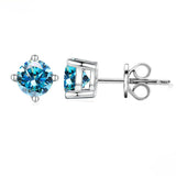 S925 Silver Blue Moissanite Stud Earrings Jewelry for Women Men