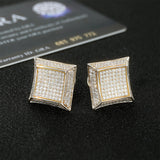 S925 Silver Moissanite Fully Inlaid Square Studs Earrings
