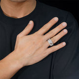 S925 Silver Moissanite Link Pavé Ring