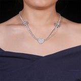 S925 Silver Heart & Rose Moissanite Necklace