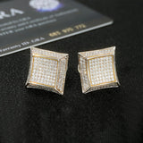S925 Silver Moissanite Fully Inlaid Square Studs Earrings