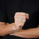 S925 Silver Moissanite Link Pavé Ring