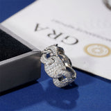 S925 Silver Moissanite Link Pavé Ring