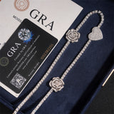 S925 Silver Heart & Rose Moissanite Necklace
