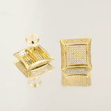 S925 Silver Moissanite Fully Inlaid Square Studs Earrings