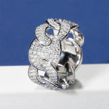 S925 Silver Moissanite Link Pavé Ring