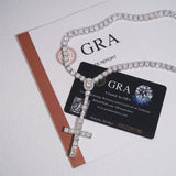S925 Silver Moissanite Lariat Cross Necklace