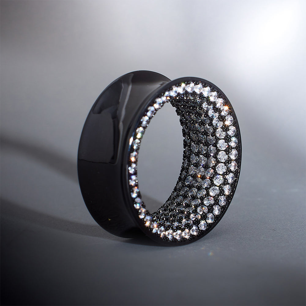Tungsten Steel White Zircon Stars Shining Ear Gauge Tunnel(2pcs)