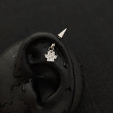 Titanium Spike Cat Paw CZ Dangle Piercing Stud |1PC – Blue / White / Pink | Ear Nose Body Jewelry