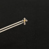 Titanium Cross CZ Piercing Stud | 1PC – Flat Back Labret | Ear Nose Body Jewelry