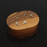 Titanium Cross CZ Piercing Stud | 1PC – Flat Back Labret | Ear Nose Body Jewelry