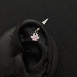 Titanium Spike Cat Paw CZ Dangle Piercing Stud |1PC – Blue / White / Pink | Ear Nose Body Jewelry