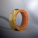 Orange Red Zircon 14K Gold Stars Shining Ear Gauge Tunnel(2Pcs)