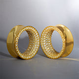 Yellow Moissanite 14K Gold Stars Shining Tunnel(2Pcs)