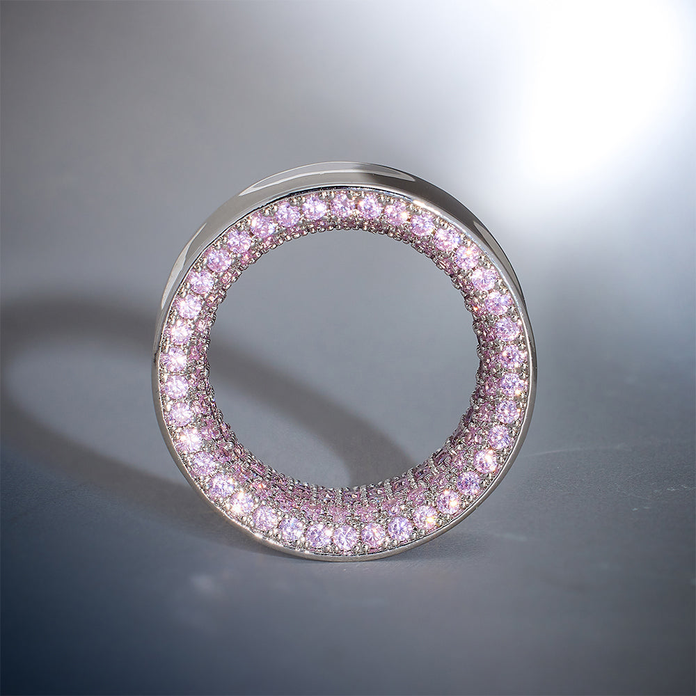 Pink Moissanite 14K White Gold Stars Shining Tunnel(2Pcs)