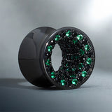 Tungsten Steel Zircon Black Green Tunnel(2pcs)