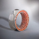 Orange Red Zircon 8K Stars Shining Ear Gauge Tunnel (2Pcs)