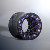 Tungsten Steel Zircon Black Purple Tunnel(2pcs)