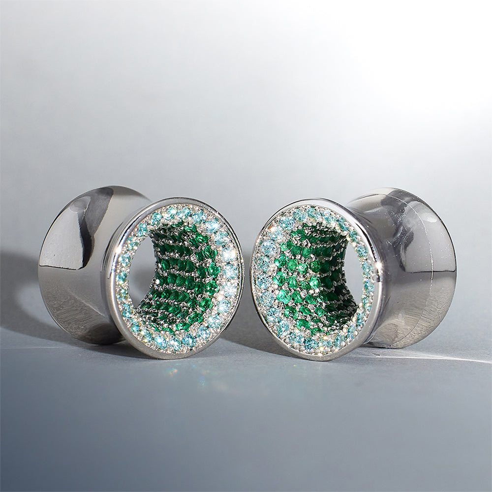 Lake Green Moissanite 8K Stars Shining Tunnel(2Pcs)