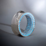Blue Topaz S925 Silver Stars Shining Tunnel (2Pcs)