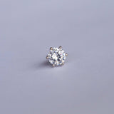 S925 Silver 6-Prong D Color Moissanite Stud Earrings 2pcs