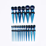 Blue Multicolor Spike Ear Stretching Kit 36Pcs