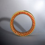 Orange Red Zircon 14K Gold Stars Shining Ear Gauge Tunnel(2Pcs)
