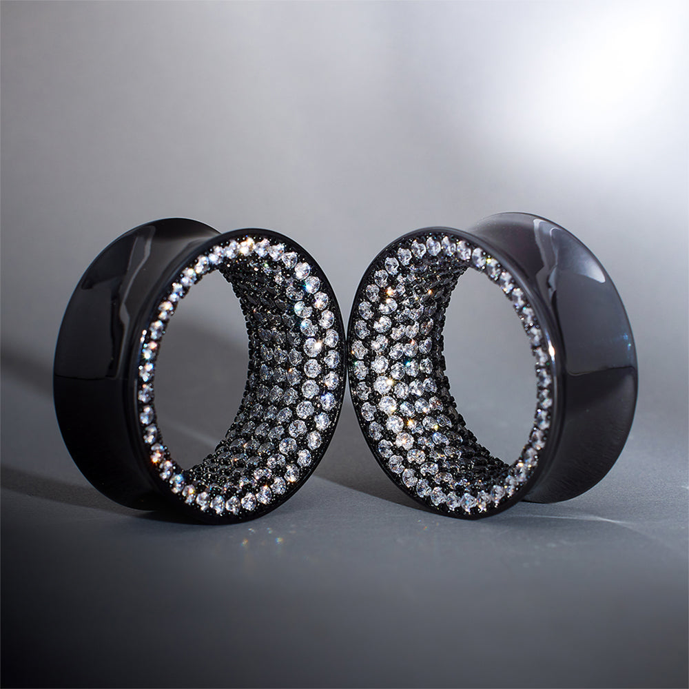Tungsten Steel White Zircon Stars Shining Ear Gauge Tunnel(2pcs)