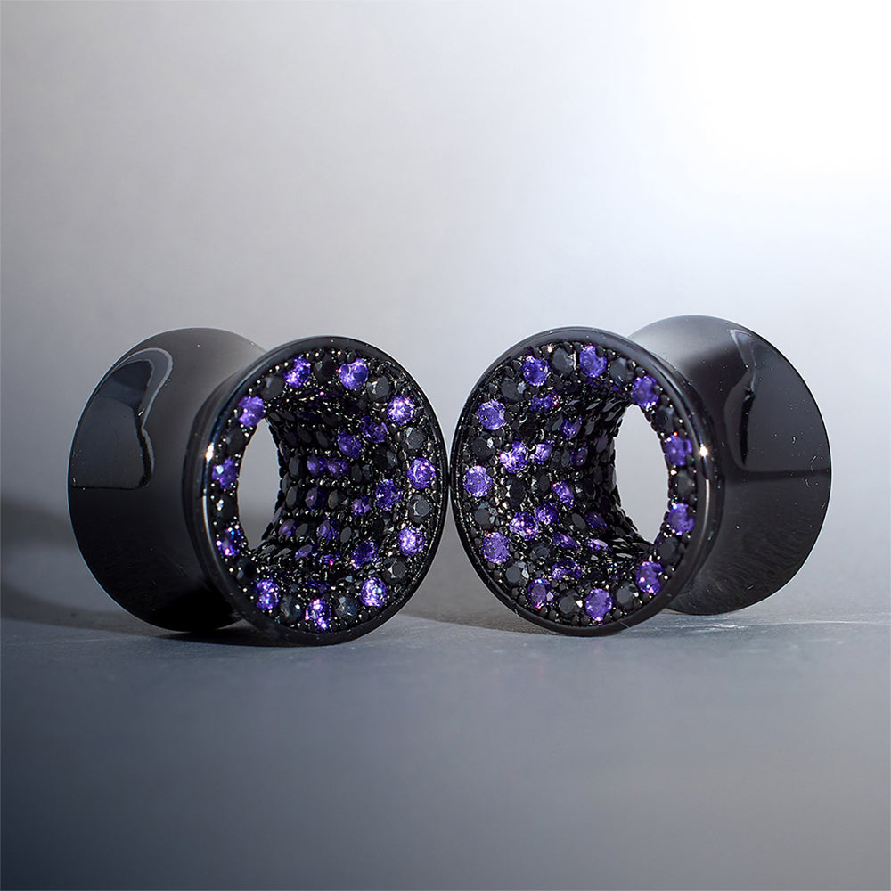 Tungsten Steel Moissanite Purple Black Tunnel(2pcs)