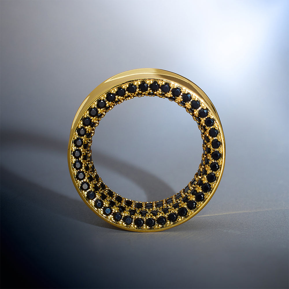 Black Moissanite 14K Gold Stars Shining Ear Gauge Tunnel(2Pcs)