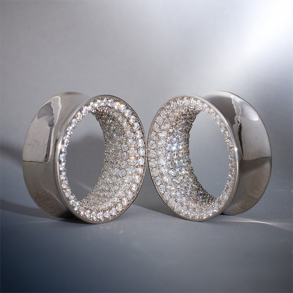14K Stars Shining Zircon Ear Gauge Tunnel（2Pcs）