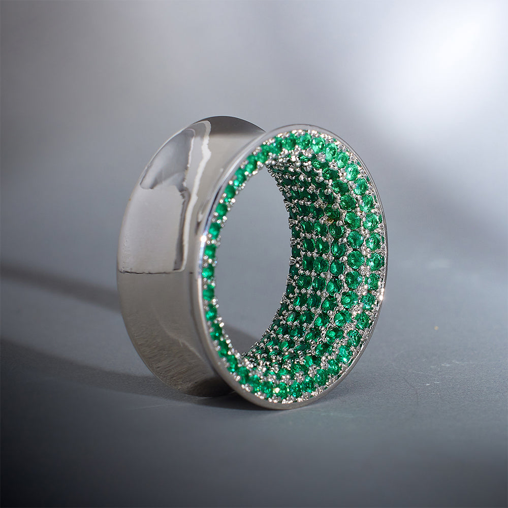 Tunnel brillant en moissanite verte 8 carats (2 pièces) 