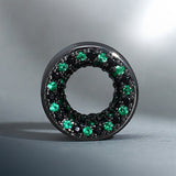 Tungsten Steel Zircon Black Green Tunnel(2pcs)