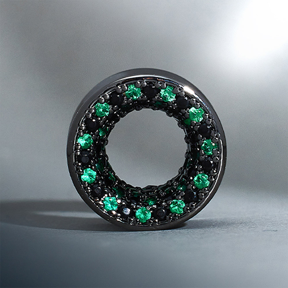 Tungsten Steel Zircon Black Green Tunnel(2pcs)
