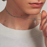 S925 Silver Cross Pendant Chain Necklace