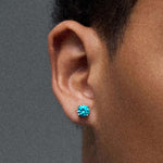 S925 Silver Blue Moissanite Stud Earrings Jewelry for Women Men