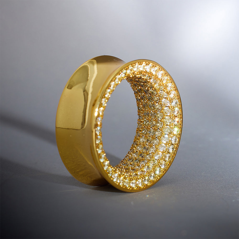 Yellow Zircon S925 Silver Stars Shining Tunnel (2Pcs)
