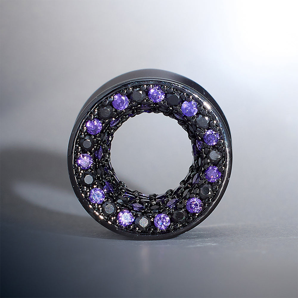 Tungsten Steel Zircon Black Purple Tunnel(2pcs)