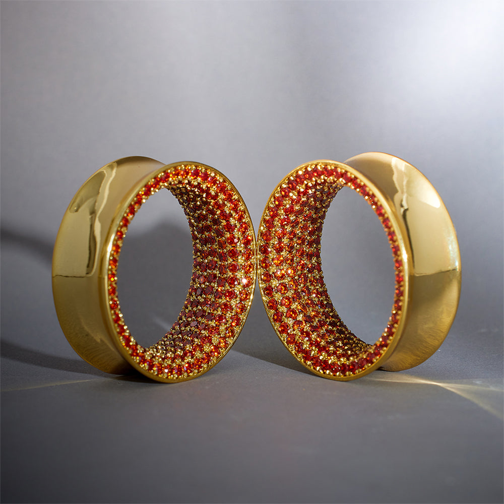Red Moissanite 8K Stars Shining Ear Gauge Tunnel (2Pcs)